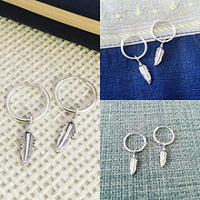 Carica l'immagine nel visualizzatore di Gallery, TJS Orecchini a Cerchio con Pendenti Piuma Argento 925 Senza Nichel... - Ilgrandebazar