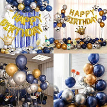 Carica l'immagine nel visualizzatore di Gallery, MMTX Feste di Compleanno con Blu Argento Oro Palloncini per Uomini Donne...