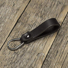 Carica l'immagine nel visualizzatore di Gallery, Nero portachiavi di pelle con anello a forma goccia