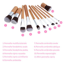 Carica l'immagine nel visualizzatore di Gallery, Rovtop Set 11 Pennelli per Trucco Professionali di Bambù con 1 Spugnetta... - Ilgrandebazar