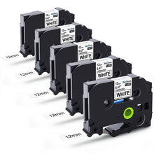 Carica l'immagine nel visualizzatore di Gallery, Nastro per Etichette Wonfoucs Compatibile 12mm, Nero su Bianco, 5 Pack - Ilgrandebazar