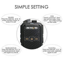 Carica l'immagine nel visualizzatore di Gallery, Retevis RT15 Mini Walkie Talkie 2W 208DCS Squelch Professionali 5 Pezzi, Nero - Ilgrandebazar