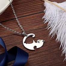 Carica l'immagine nel visualizzatore di Gallery, Coppia di ciondoli da uomo e donna, a forma gatto, Yin Yang in acciaio... - Ilgrandebazar