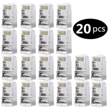 Carica l'immagine nel visualizzatore di Gallery, GeekerChip 20 Pezzi Plug Connettori di Rete Cat6,Placcato in Oro 24K per Cat...