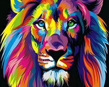 Carica l'immagine nel visualizzatore di Gallery, BOSHUN Dipingere con i Numeri Kit pennelli e senza telaio, Leone Colorato - Ilgrandebazar
