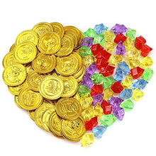 Carica l'immagine nel visualizzatore di Gallery, Pllieay 50 Pezzi Monete di Oro del Pirata Plastica e 50 Gemme Pirati... - Ilgrandebazar