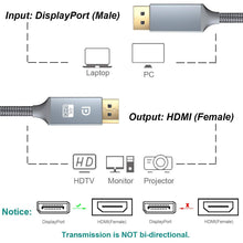 Carica l'immagine nel visualizzatore di Gallery, Snowkids Cavo DisplayPort a 1.8m Câble DisplayPort vers HDMI, Grigio-1.8M - Ilgrandebazar