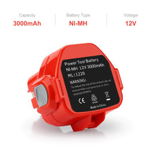 Carica l'immagine nel visualizzatore di Gallery, Powayup 12V 3.0Ah 1220 NI-MH Sostituzione per Makita batteria 3.0Ah, Rosso