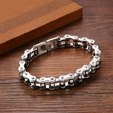 Carica l'immagine nel visualizzatore di Gallery, Cupimatch Uomo Braccialetto Bracciale Catena Bici Acciaio Inox Nero Argento... - Ilgrandebazar