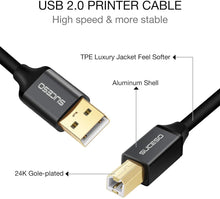 Carica l'immagine nel visualizzatore di Gallery, SUCESO Cavo Stampante USB 2.0-2M Cavo USB Tipo A Maschio a Tipo B Maschio Cavetto Placcato Oro Per Stampante HP, Canon, Lexmark, Epson, Dell, Xerox, Samsung Brother, Panasonic, Scanner ecc.