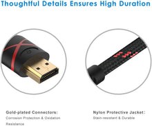 Carica l'immagine nel visualizzatore di Gallery, Rankie Cavo HDMI Alta velocità, Ethernet, 3D, Video 4K e Arc, Nylon Intrecciato, 1,8 m, Rosso