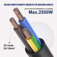 Carica l'immagine nel visualizzatore di Gallery, Extrastar Multipresa ciabatta elettrica 6 Posti 10/16A Bipasso Schuko 250V Max:2500W con interruttori indipendenti 1,5MT(Nero)