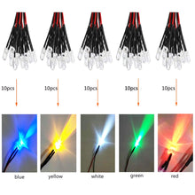 Carica l'immagine nel visualizzatore di Gallery, RUNCCI 50Pcs Diodo ad emissione luminosa LED, 12v Pre wired,5 colori