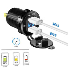 Carica l'immagine nel visualizzatore di Gallery, GemCoo QC3.0 Presa USB per Auto Doppio in Alluminio, 12V / 24V 36W 2 Blu