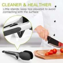 Carica l'immagine nel visualizzatore di Gallery, Zanmini Pinze Cucina, Pinza Set a Padella Antiaderente, Acciaio Inox, Nero - Ilgrandebazar
