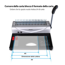 Carica l'immagine nel visualizzatore di Gallery, Makeasy Rilegatrice Spirale Metallica a 21 Fori, Argento-Nero - Ilgrandebazar