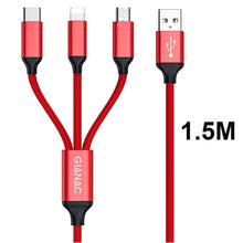 Carica l'immagine nel visualizzatore di Gallery, GIANAC Multi Cavo di Ricarica, [1.5M] 3 in 1 Nylon Cavetto Micro Rosso - Ilgrandebazar
