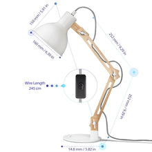 Carica l'immagine nel visualizzatore di Gallery, Tomons lampada da lettura design legno classico, 47cm, Bianco - Ilgrandebazar