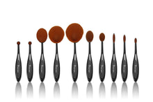 Carica l'immagine nel visualizzatore di Gallery, Start Makers pennelli ovali make up - 10pcs / Set Spazzolino stile black