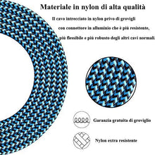 Carica l'immagine nel visualizzatore di Gallery, Aione Cavo Micro USB[3 Pezzi, 2m] Android Nylon Intrecciato 2M-Blu, blu - Ilgrandebazar