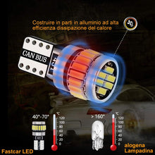 Carica l'immagine nel visualizzatore di Gallery, 4pcs W5W T10 LED Canbus Auto Lampada 194 168 24 Leds 4014SMD 12V, Bianco - Ilgrandebazar