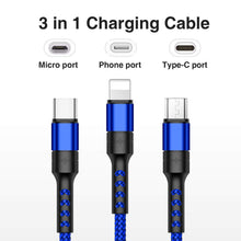 Carica l'immagine nel visualizzatore di Gallery, ZKAPOR Multi Cavo di Ricarica, 3 in 1 Multiplo Cavetto Micro USB 1.2M, Blu