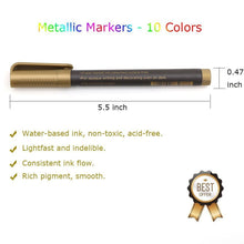 Carica l'immagine nel visualizzatore di Gallery, Pennarelli Metallici, Beupro Evidenziatori colori metallici set di 10 Argento - Ilgrandebazar