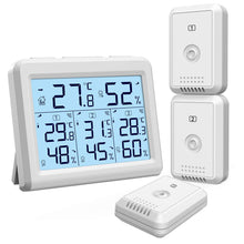 Carica l'immagine nel visualizzatore di Gallery, ORIA Termometro Igrometro Digitale per Interno Esterno, Con 3 Sensori Remoti