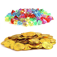 Carica l'immagine nel visualizzatore di Gallery, Pllieay 50 Pezzi Monete di Oro del Pirata Plastica e 50 Gemme Pirati... - Ilgrandebazar