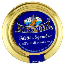 Carica l'immagine nel visualizzatore di Gallery, Asdomar - Filetti di sgombro all'olio d'oliva - 150 Grammi