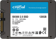 Carica l'immagine nel visualizzatore di Gallery, Crucial BX500 CT120BX500SSD1(Z) SSD Interno, 120 GB, 3D NAND, 120 Black - Ilgrandebazar
