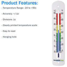 Carica l'immagine nel visualizzatore di Gallery, Termometro da parete grande 380 mm Colore codificato zone - Made in UK - Uso... - Ilgrandebazar