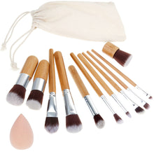 Carica l'immagine nel visualizzatore di Gallery, Rovtop Set 11 Pennelli per Trucco Professionali di Bambù con 1 Spugnetta... - Ilgrandebazar