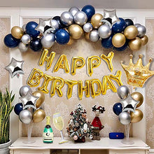 Carica l'immagine nel visualizzatore di Gallery, MMTX Feste di Compleanno con Blu Argento Oro Palloncini per Uomini Donne...