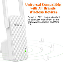 Carica l'immagine nel visualizzatore di Gallery, Tenda A9 Ripetitore WiFi Wireless 300 Mbps, Access Point e Range Bianco - Ilgrandebazar