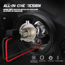 Carica l'immagine nel visualizzatore di Gallery, Lampadina H4 LED per Moto, 6400LM Lampada for Motorbike, Grigio scuro