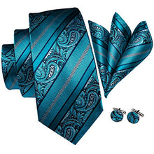 Carica l'immagine nel visualizzatore di Gallery, Hi-Tie Cravatta classica da uomo con gemelli e pochette - Ilgrandebazar