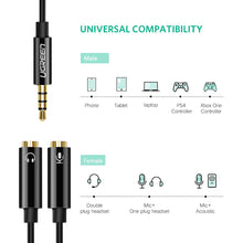 Carica l'immagine nel visualizzatore di Gallery, UGREEN Cavo Sdoppiatore Microfono Cuffie Adattatore Splitter Jack 3,5mm Cavo... - Ilgrandebazar