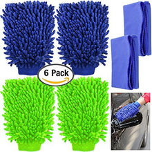 Carica l'immagine nel visualizzatore di Gallery, YuCool 4 pezzi in microfibra auto pulizia guanti da bagno con 2 asciugamani,... - Ilgrandebazar