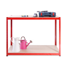 Carica l'immagine nel visualizzatore di Gallery, 120cm Wide, 60cm deep, 90cm High, Red Garage Shed Racking Storage Workbench,... - Ilgrandebazar