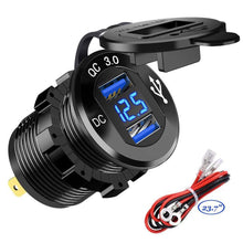 Carica l'immagine nel visualizzatore di Gallery, GemCoo QC3.0 Presa USB per Auto Doppio in Alluminio, 12V / 24V 36W 2 Blu