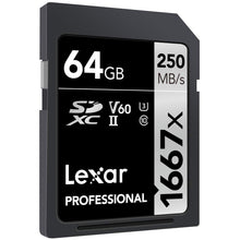Carica l'immagine nel visualizzatore di Gallery, Lexar Professional 1667x SDXC - Schede UHS-II, 64GB - Ilgrandebazar