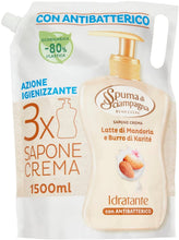 Carica l'immagine nel visualizzatore di Gallery, Spuma Di Sciampagna Ecoricarica Sapone Liquido Mani Latte Di Mandorla E Burro Di Karitè - 1500 Ml