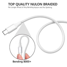 Carica l'immagine nel visualizzatore di Gallery, Cavo USB C, Tipo C 2M 2Pezzi Nylon 2pezzi 2m bianco, bianco - Ilgrandebazar