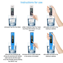 Carica l'immagine nel visualizzatore di Gallery, Misuratore Ph, PH Tester, misuratore ph acqua 4 in 1 PH/TDS&amp;EC white+blue - Ilgrandebazar