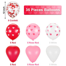 Carica l'immagine nel visualizzatore di Gallery, Gejoy 35 Pezzi Palloncini San Valentino a Cuore Lattice e...