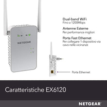Carica l'immagine nel visualizzatore di Gallery, Netgear EX6150 Ripetitore WiFi Wireless, Copertura per 2-3 1200 Mbps, Bianco