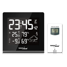 Carica l'immagine nel visualizzatore di Gallery, GreenBlue GB151 DCF Stazione Meteo Wireless Con Sensore Esterno Nero - Ilgrandebazar