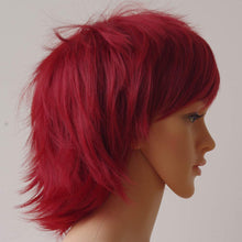 Carica l'immagine nel visualizzatore di Gallery, Parrucca Corta Rossa Donna Uomo Parrucche Sintetiche Cosplay Rosso Borgogna - Ilgrandebazar