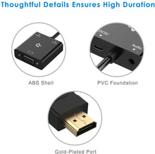 Carica l'immagine nel visualizzatore di Gallery, Rankie, adattatore da HDMI a VGA con porta audio da 3,5 mm – nero